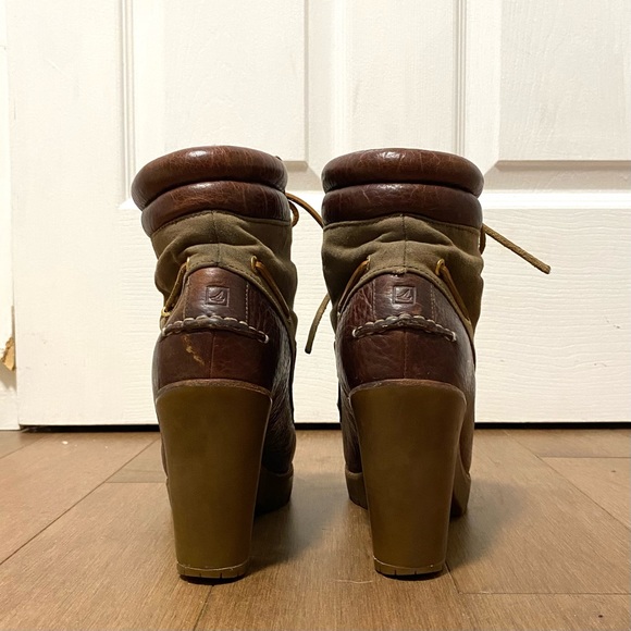 Sperry lace up heel boot US 7 brown/olive - Picture 3 of 6